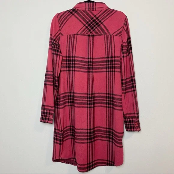 Universal Standard Maine Stretch Cranberry Plaid Flannel Shirtdress - Picture 8 of 11